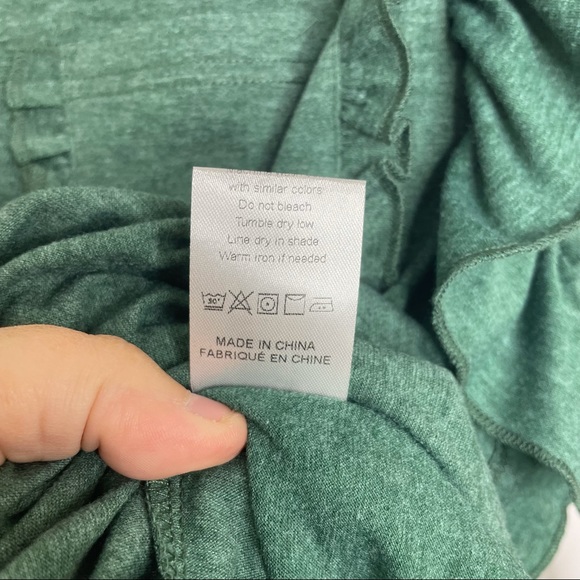 Ruffled Shoulder Flutter Pocket Top with Wooden Buttons - Picture 9 of 11